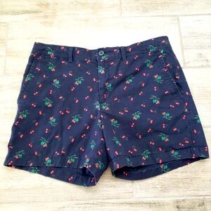 Banana Republic Cherry Print Chino Shorts Navy Blue Festive Graphic Shorts 10